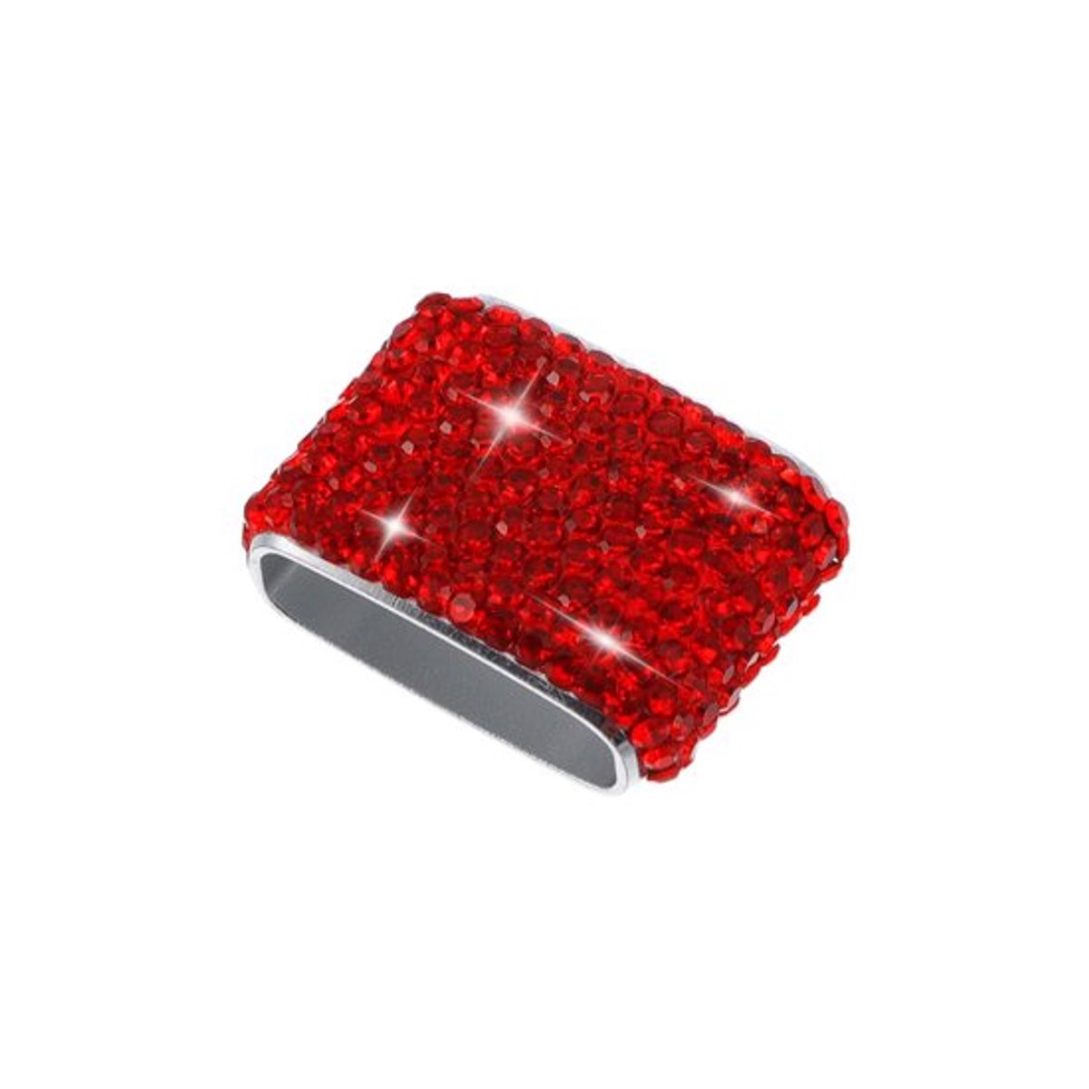 Auto Zonnebril Clip Universele Brillen Beschermende Opslag Clip Aluminiumlegering Polymeer Klei Strass Rood 1"x0.65" 1 Pc