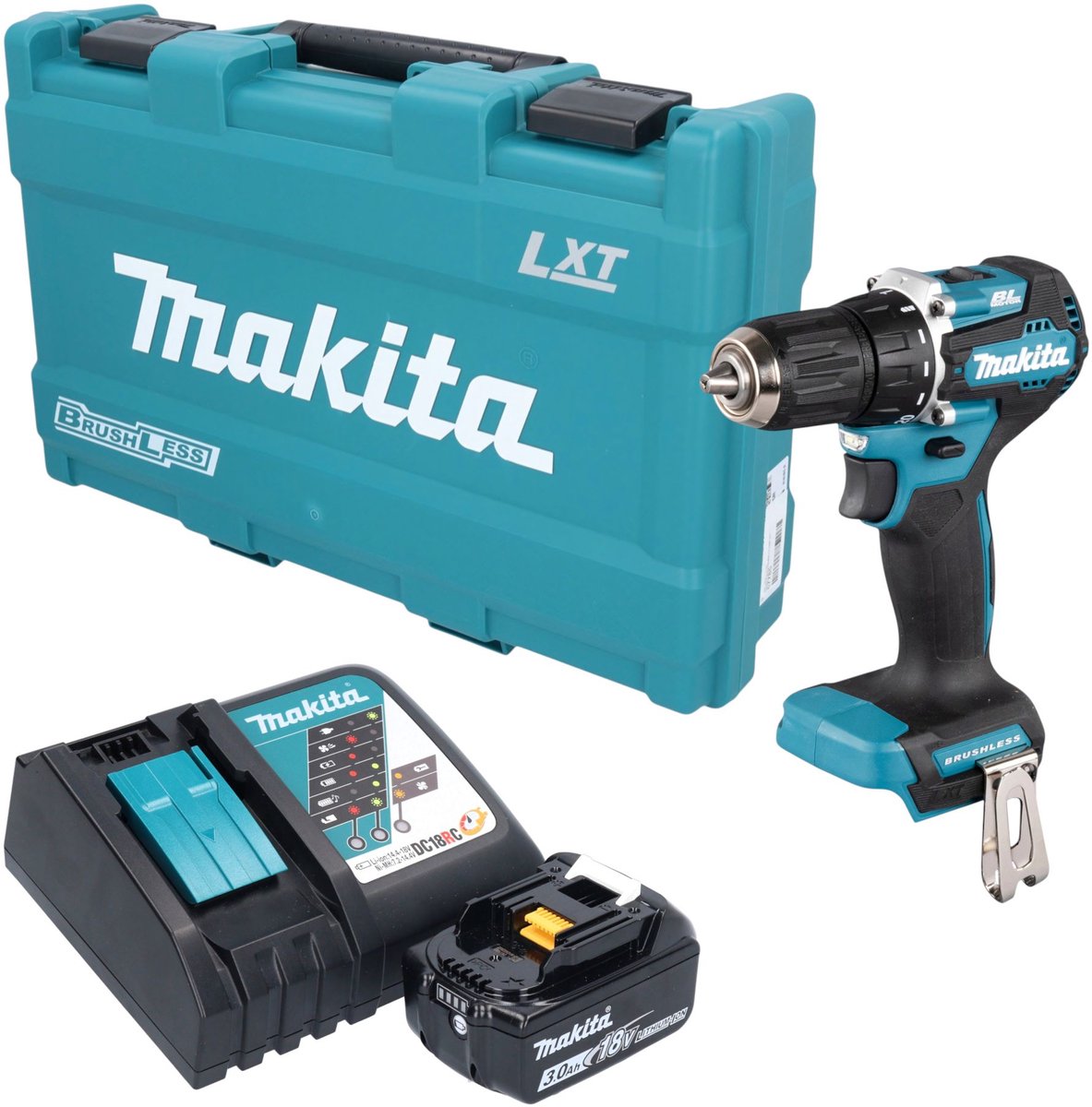 Makita DDF 487 RF1K accuboormachine 18 V 40 Nm borstelloos + 1x accu 3,0 Ah + oplader + koffer