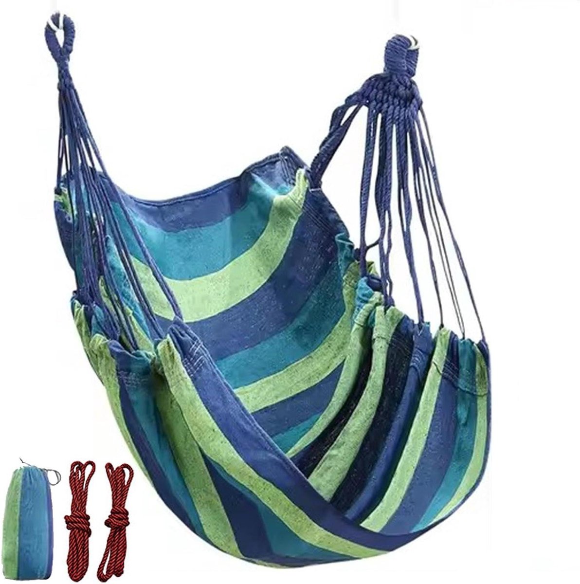 Katoenen hangstoel - Buiten schommelstoel - Binnen buiten ontspanning - Anti-rollover design - 130 x 100 cm - Kleurrijk