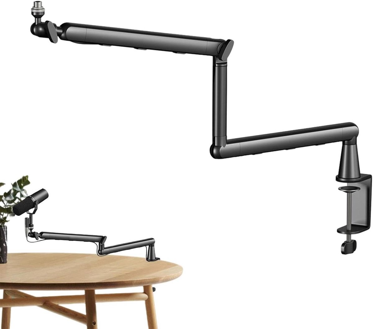 Microfoon Boom Arm - Microfoonstandaard Studio - Podcasting Opnemen - Schokabsorberend Ontwerp - 64 cm Lengte - Zwart