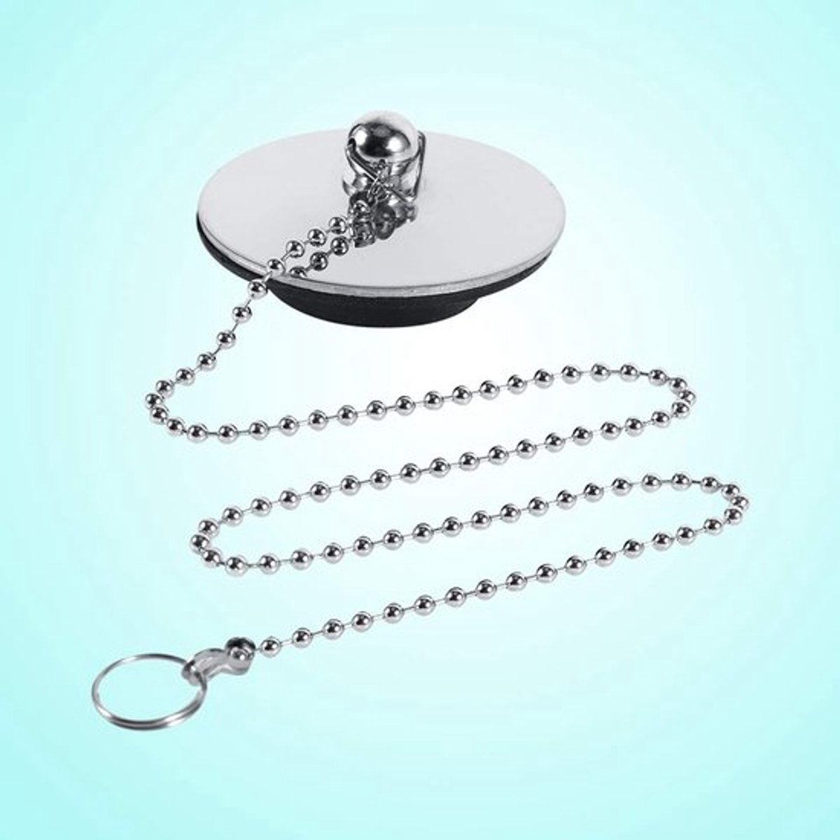 Wastafelplug Universeel - Afvoerplug - Badstop - Gootsteenstop - Massief Metalen - Met Ketting - Afvoerstop