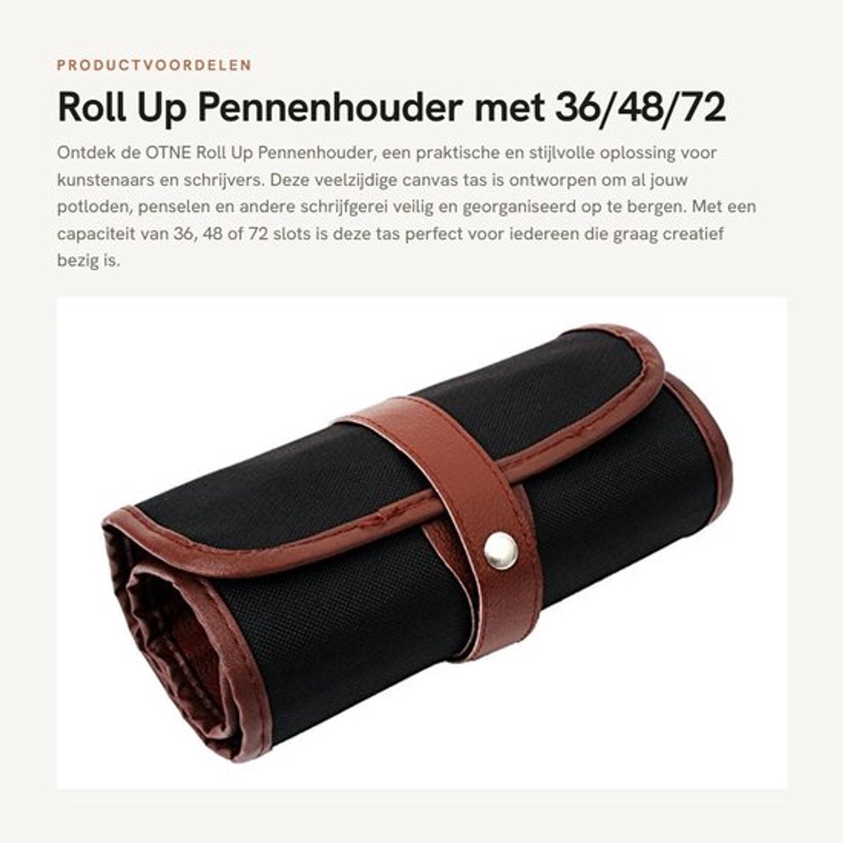 Pennenrol 36/48/72 Slots - Canvas Etui - Roll Up Organizer - Kunstenaars Accessoire - Duurzaam - Met Draaghandvat - Pencil Case