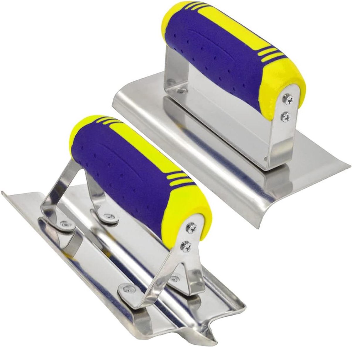 Beton Afwerking Gereedschap - Stuc Gereedschap Set - Beton Bewerken - Roestvrij Staal - 6 x 3 Inch - Geel Blauw