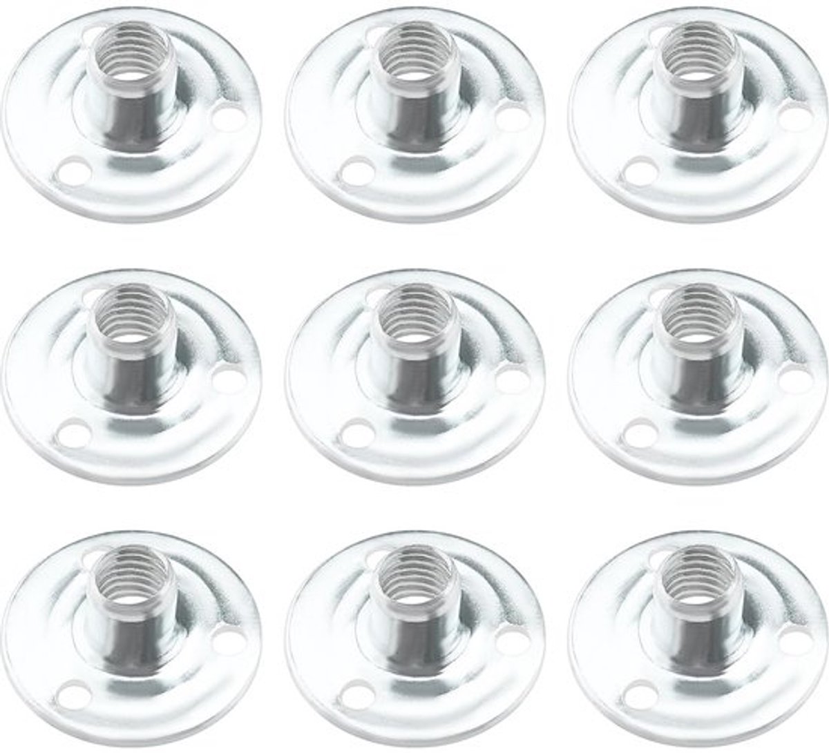 T-moer 50 Stuks - M8 Draadmaat - Gegalvaniseerd Metaal - Ronde Basis 28 mm - Anticorrosie - Voor Meubelinstallatie - Bevestigingsmoer