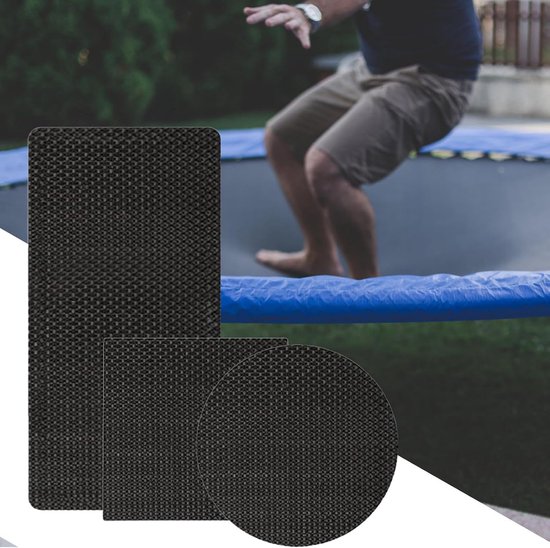 Trampoline Reparatie Patch - Springmat Fix - Buiten Spelen - Zelfklevend Waterbestendig - 6 Delige Set - Zwart — afbeelding 4