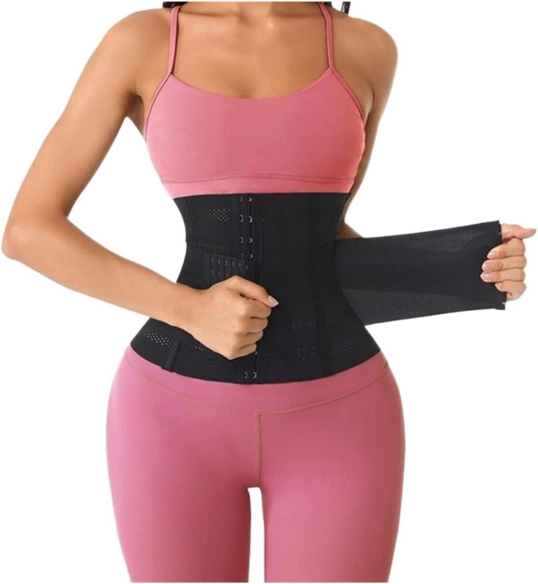 Buikgordel Taille Trainer - Lendensteun Korset - Lichaamsvorming - Verstelbare Houding Corrector - 17.78 x 15.24 cm - Zwart