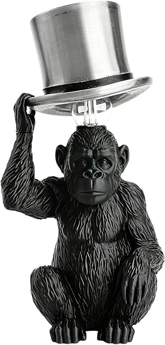 Apenlamp Decoratief - Dierenlicht - Sfeervolle Verlichting - Uniek Sculpturaal Ontwerp - 38 cm Hoog - Bruin