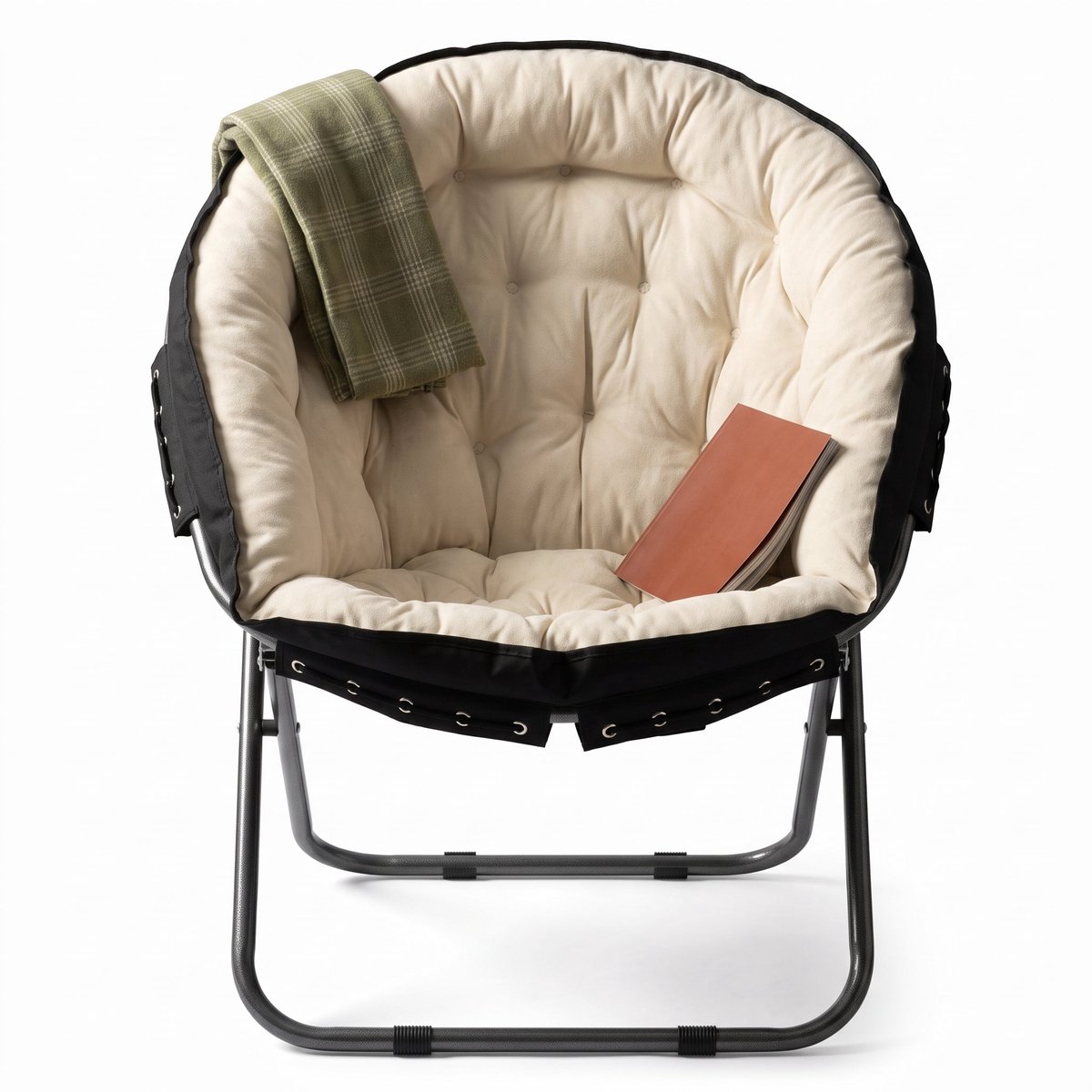 Cheqo® Moon Chair - Campingstoel Opvouwbaar - Klapstoel - Vouwstoel - Kampeerstoel - Relaxstoel - Loungestoel - Kuipstoel - Tuinstoel - Visstoel - Festivalstoel - Strandstoel - Balkonstoel - Verstelbaar - Gewatteerd Kussen - Binnen en Buiten