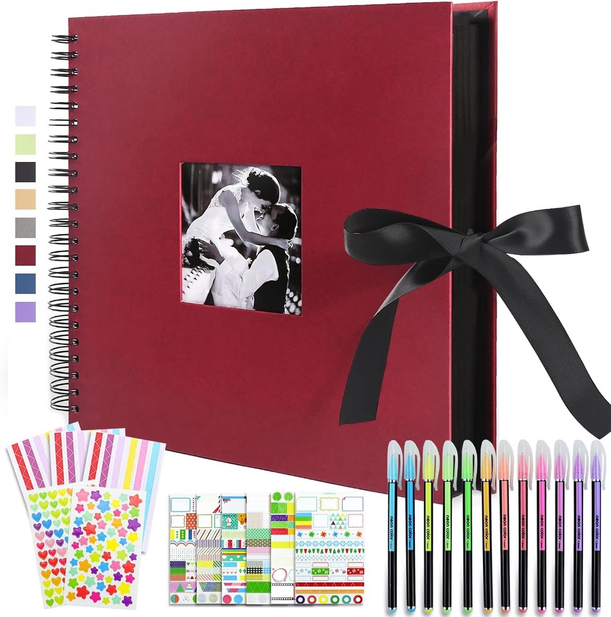 Scrapbook Foto Album Set met Stickers en Kleurrijke Pennen, 80 Pagina's, 12 x 12 Inch, Ideaal voor Bruiloften en Valentijnsdag