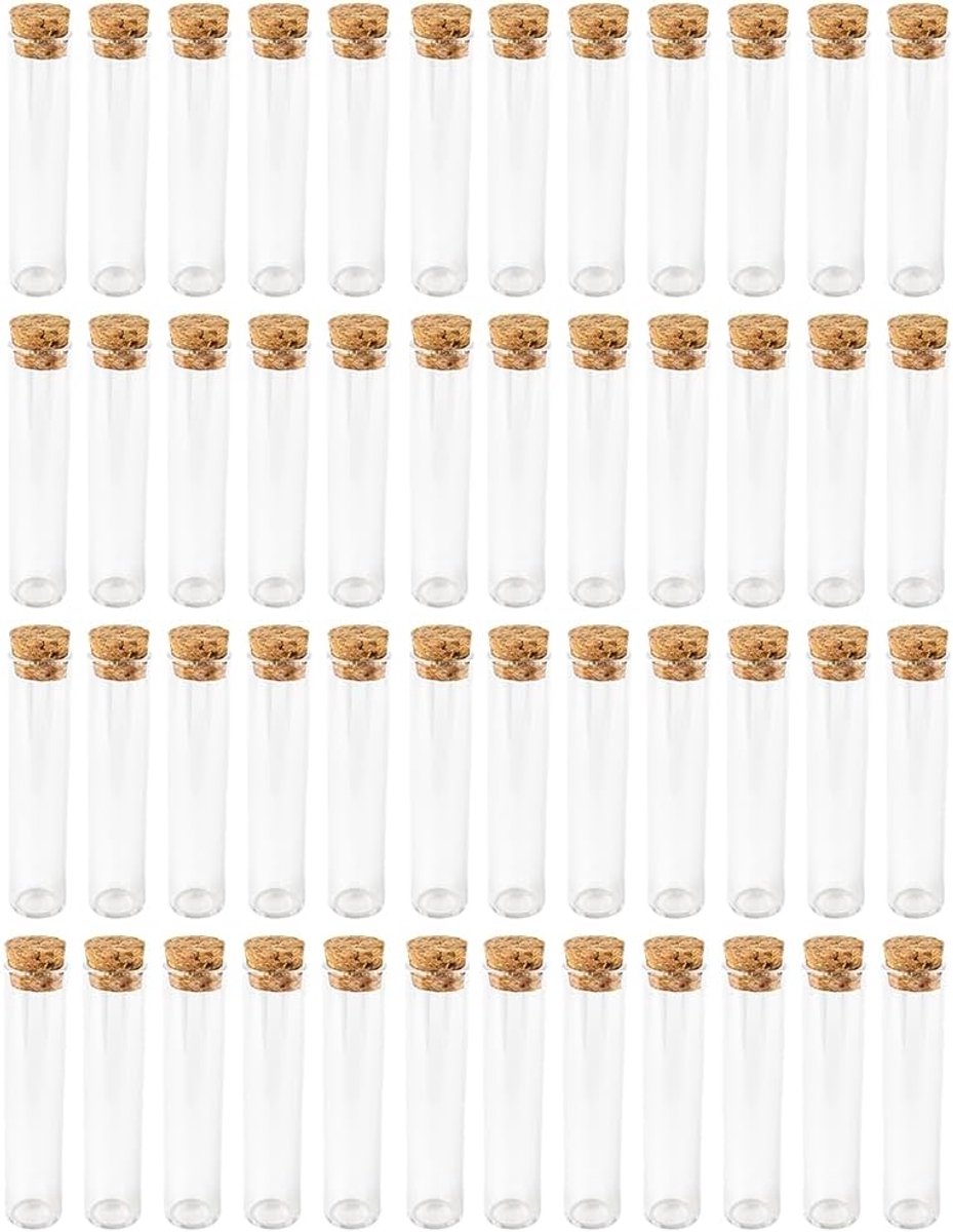Herz Reageerbuisjes - met kurk - van hoogwaardig glas - 10 cm hoog (zonder kurk) - diameter buitenkant 2 - 2 cm - diameter binnenkant 1 - 7 cm - zelfstaand dankzij afgeplatte bodem - ideaal als gastgeschenk voor bruiloften - 48 stuks