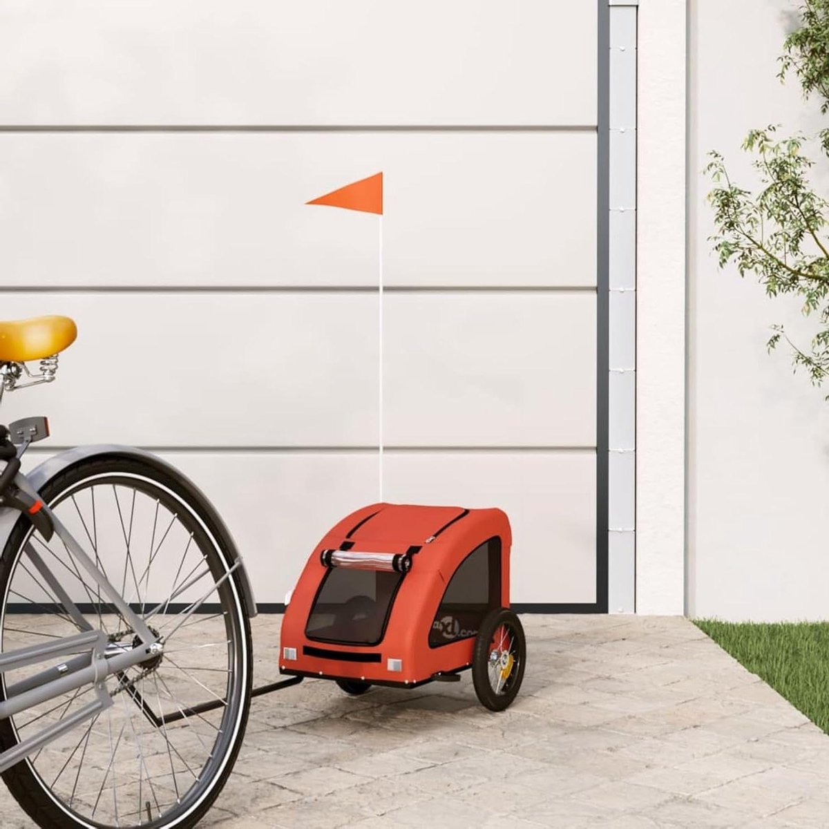 Fietsaanhanger Huisdieren - Hondenkar - Comfortabel Vervoer - Waterafstotend - 68 x 44 cm - Oranje Grijs