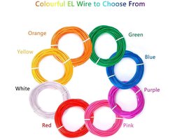 Lichtgevende Neon Strobing Draad - Rood - 5 x 1 meter - Flexibele EL Kabel voor Decoratie - Voor Feesten en Evenementen
