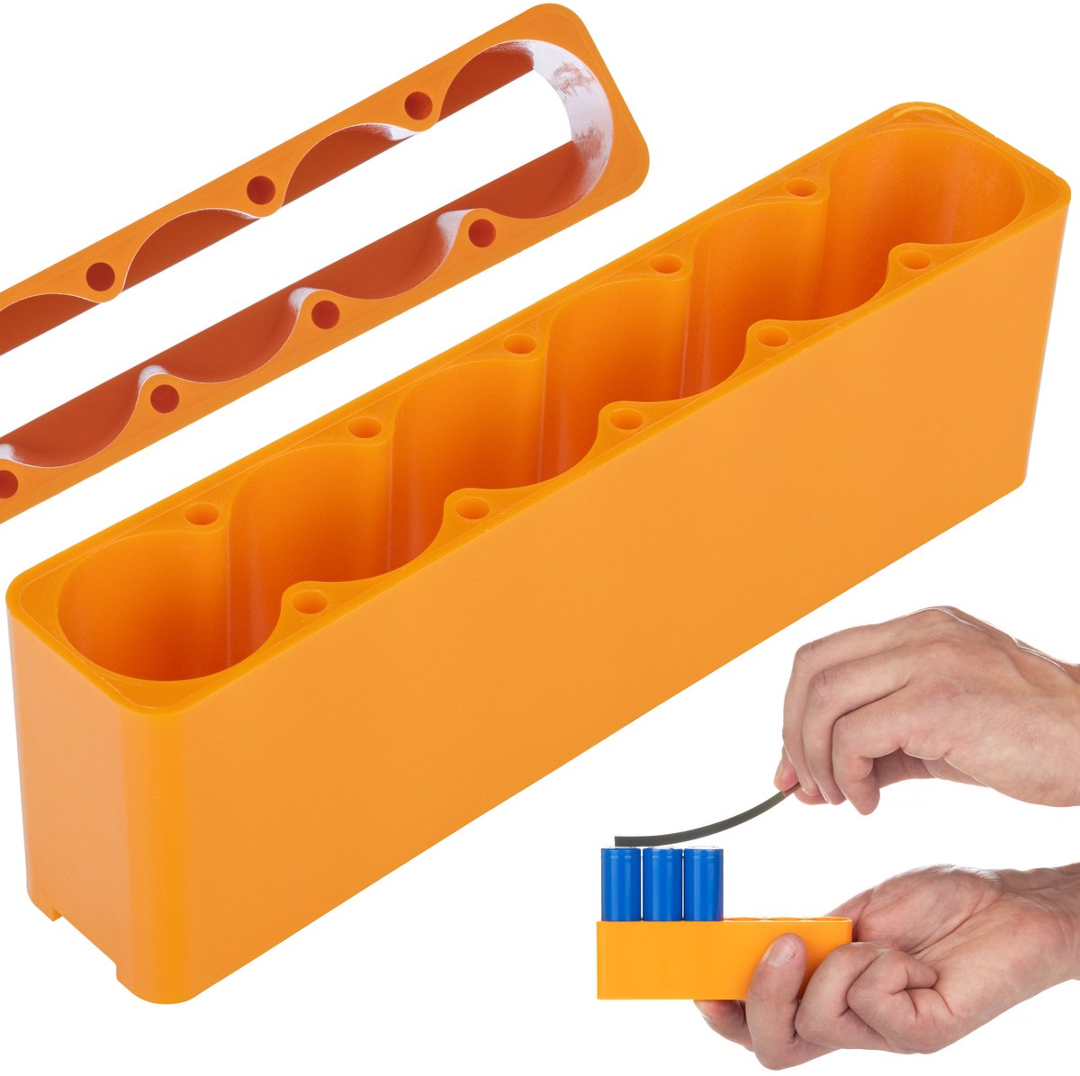 Rosfix Vaste Lasmal voor Accucellen - Stabiele Bodem - 10 mm Slot, 11x2x3,5 cm - Voor 6 Accucellen