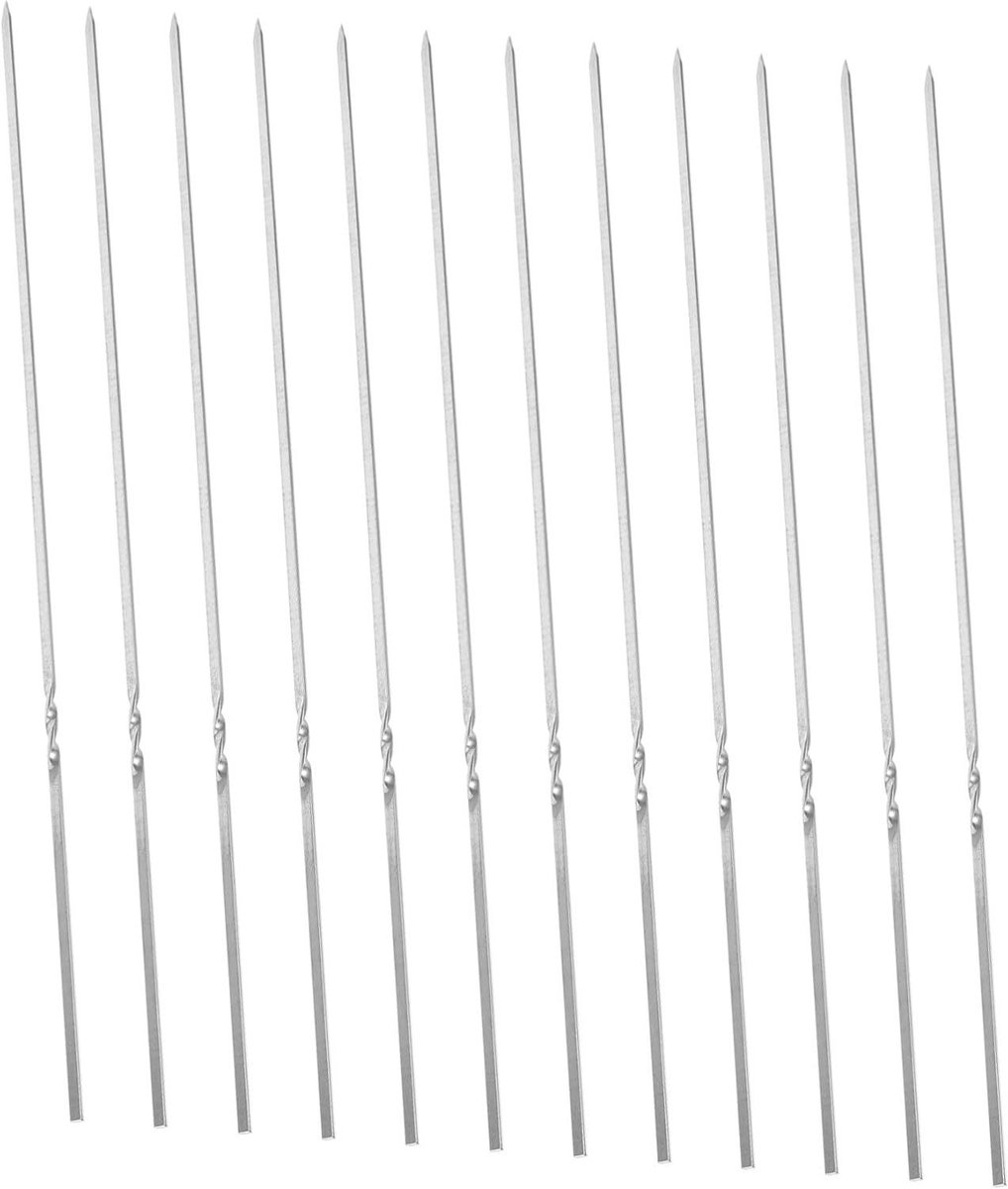 Roestvrijstalen Platte Spiesjes Grillspiesen Metalen Stokjes Barbecue Vlees Groenten Rijgen Plat Voorkomt Draaien 35 cm Lengte