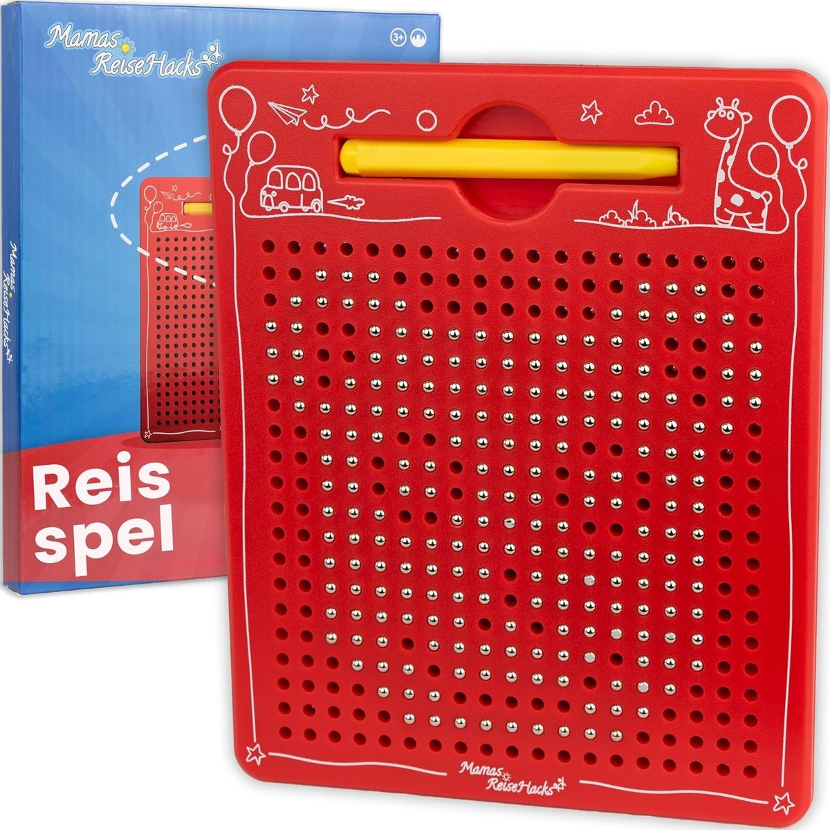 Reistafel - Geel - 17,5 x 21,5 x 1,2 cm - Magnetisch Tekentablet voor Kinderen - Reis & Educatief Speelgoed