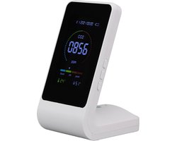 CO2 Monitor - Luchtkwaliteit Sensor - Binnen Lucht Meten - Temperatuur Vochtigheid - 14 cm - Wit