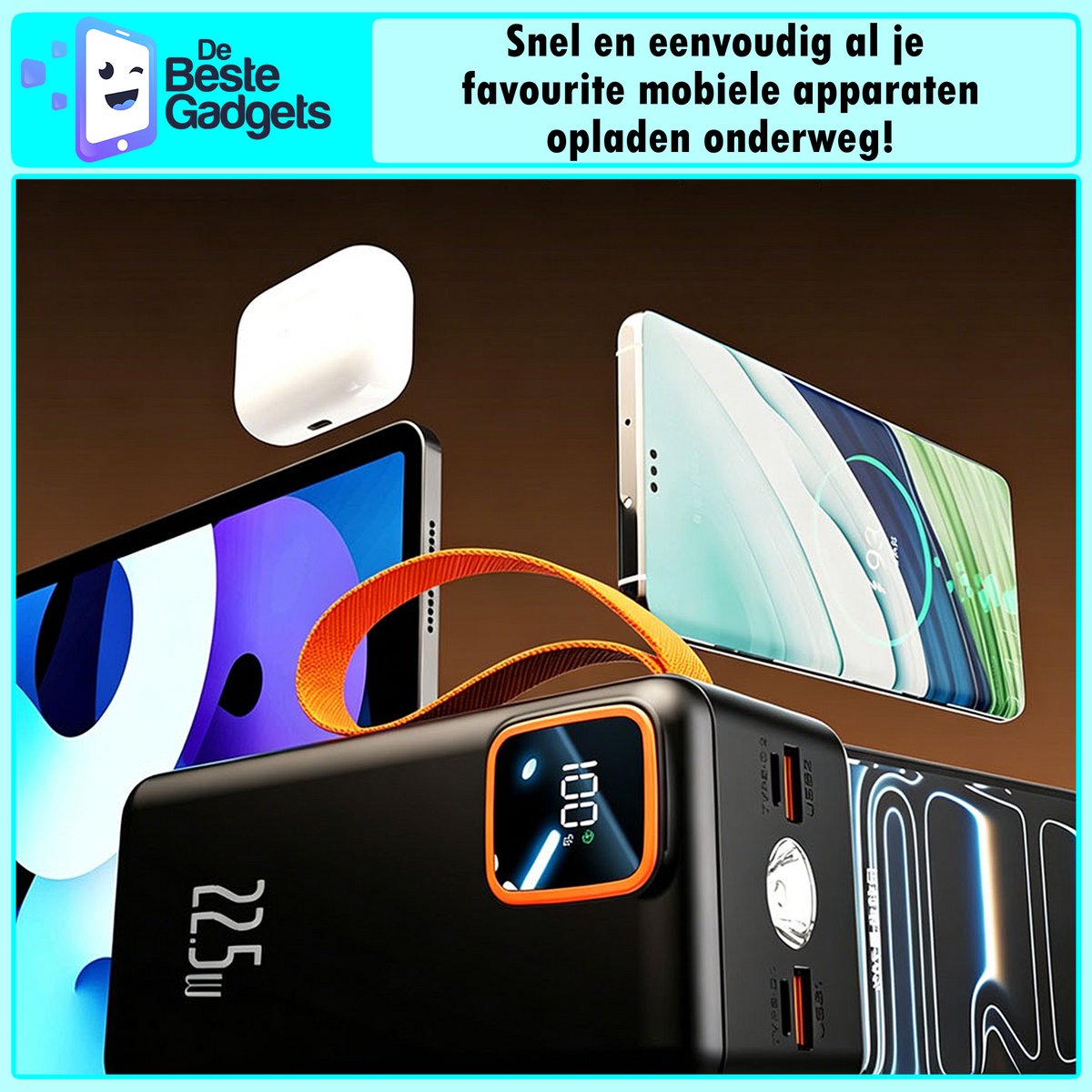 Visionnet Powerbank 60.000mAh met 4 Ingebouwde Kabels - afbeelding 3