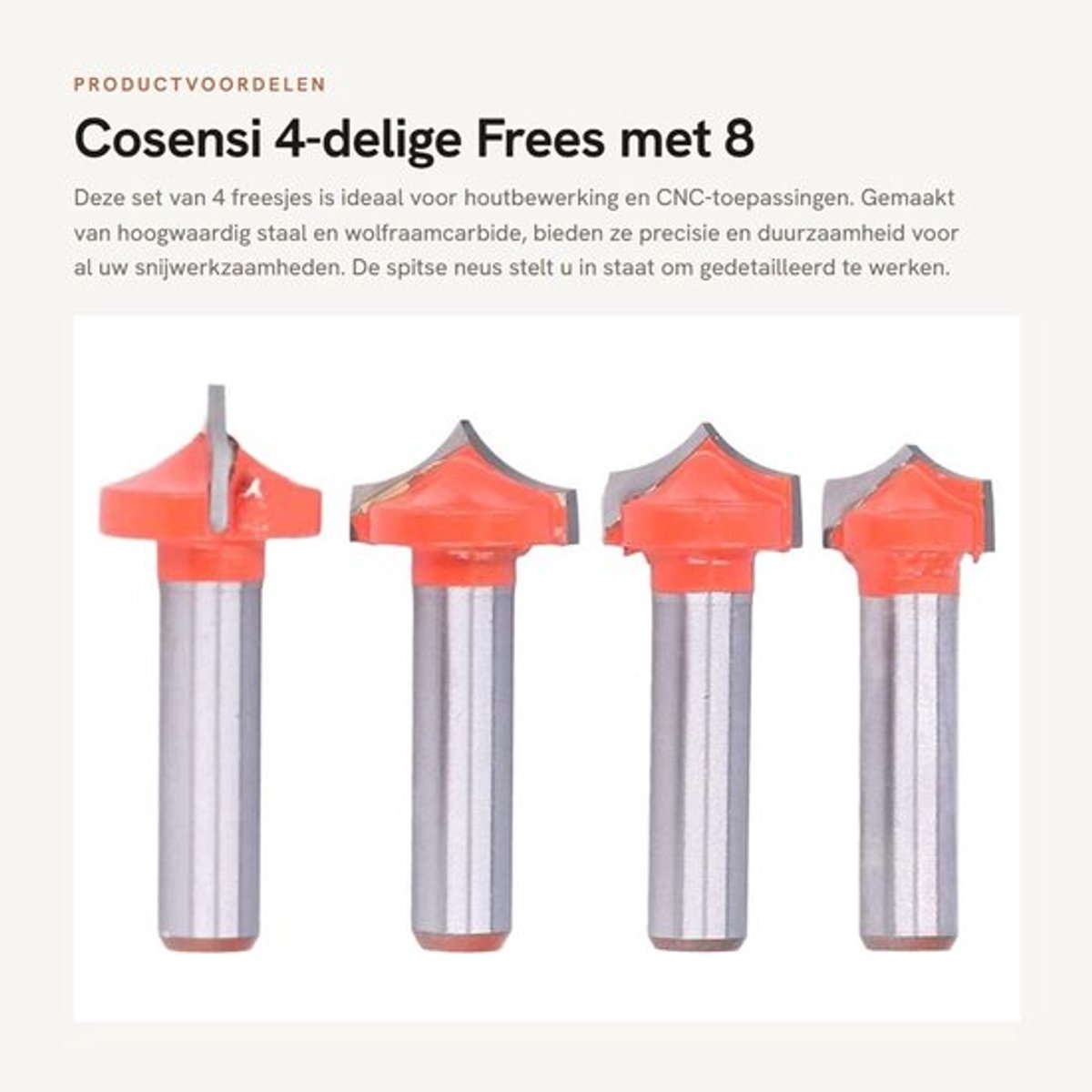 Ronde schacht 8 mm, 4-delig Freesbit dailygoods