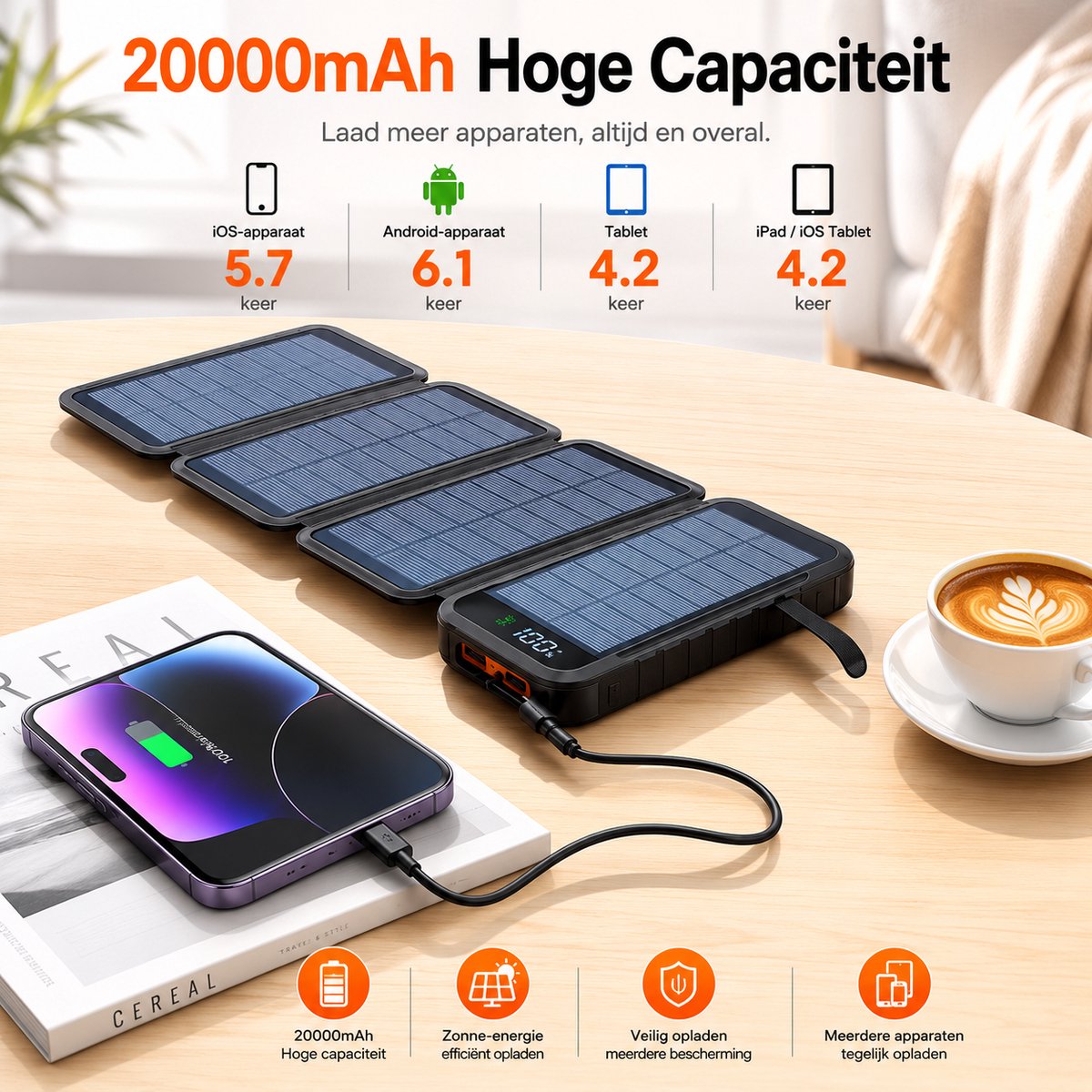 Sounix Powerbank Zonne-energie - Solar - afbeelding 2