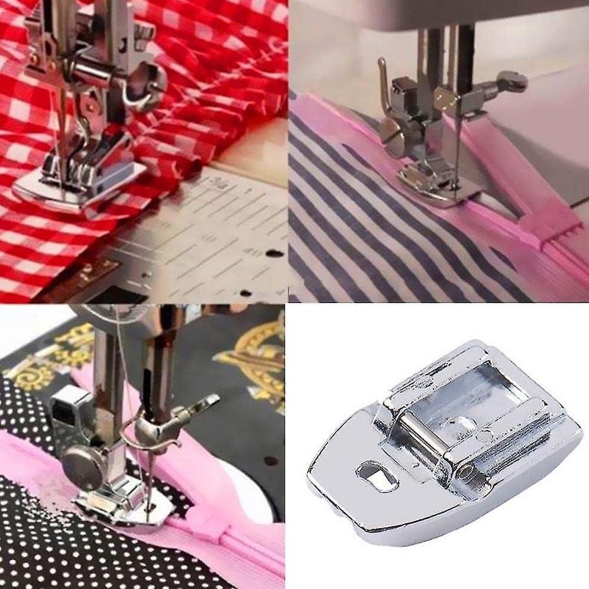 Verborgen Ritsvoet - Ritsvoet Naaimachine - Ritsen Inzetten - Verstelbare Biaisbanden - 23mm x 16mm - Zilver