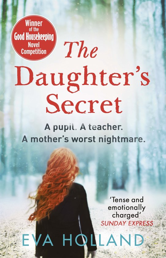 Boekomslag van 'The Daughter's Secret' met de tekst 'Winner of the Good Housekeeping Novel Competition'. Achteraan staat een meisje met rood haar dat wegkijkt.