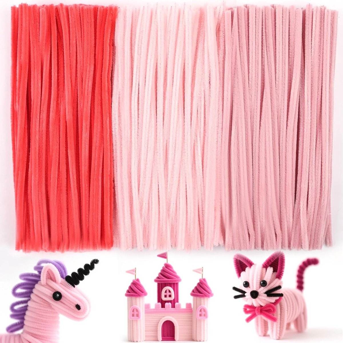 300 Stuks Pijpenragers voor Creatieve Knutselactiviteiten, Fluffy Stokken in Meerdere Kleuren, Perfect voor Handgemaakte Decoraties en Kunstprojecten