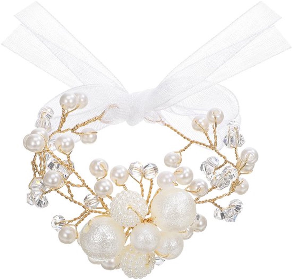 Shopcentral - Bruidsarmband - Kunstbloemen - Elegante afwerking - Wit - Floral