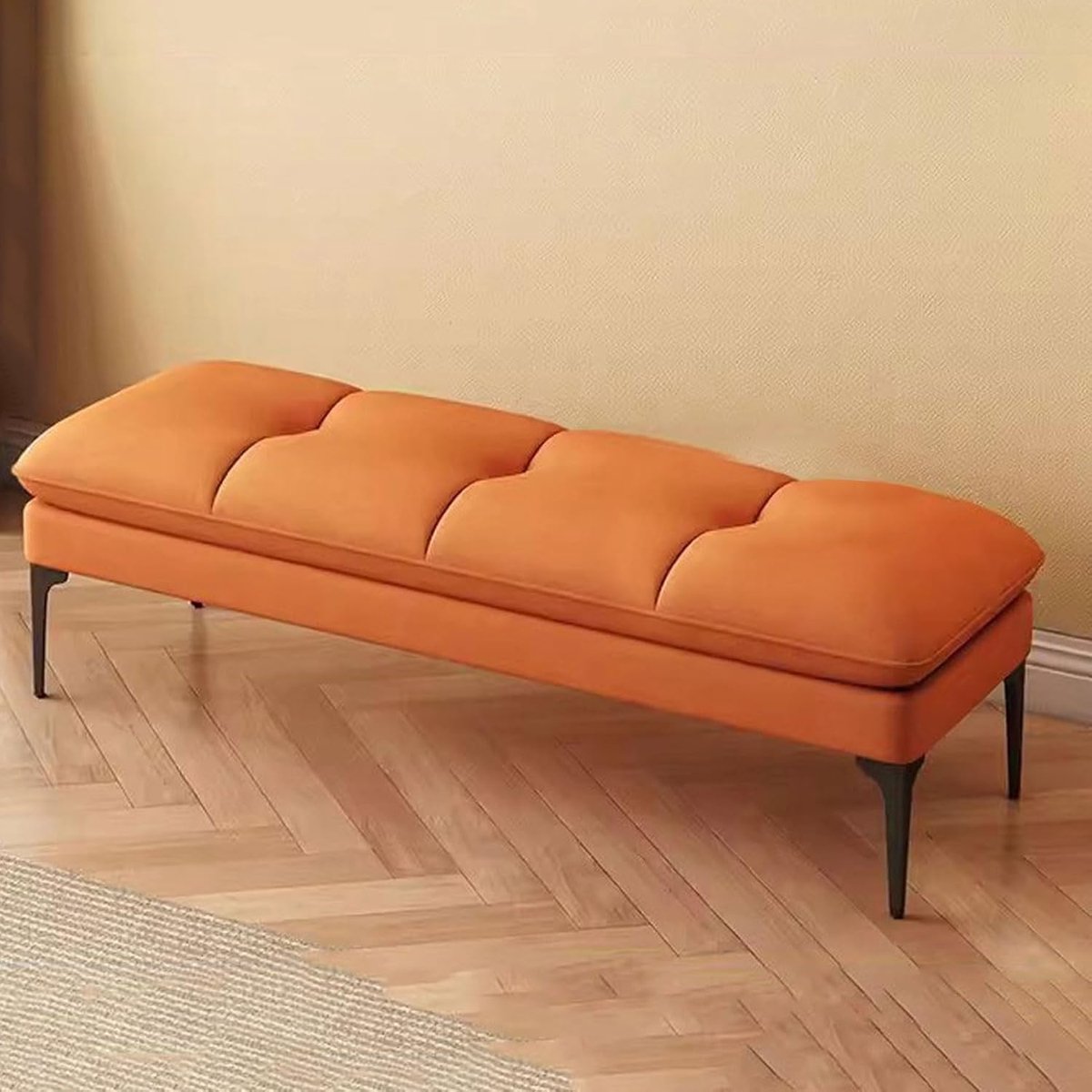 Lange Bank - Voetenbankje Entree - Schoenen Wisselen - Stevige Houten Frame - Tot 120 cm - Zwart