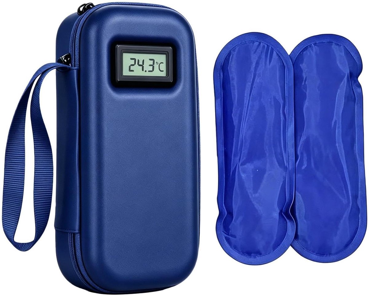 Reis Thermobox - Geïsoleerde Tas - Temperatuur Bewaren - Met Temperatuurweergave - 22 x 10 x 6 cm - Blauw