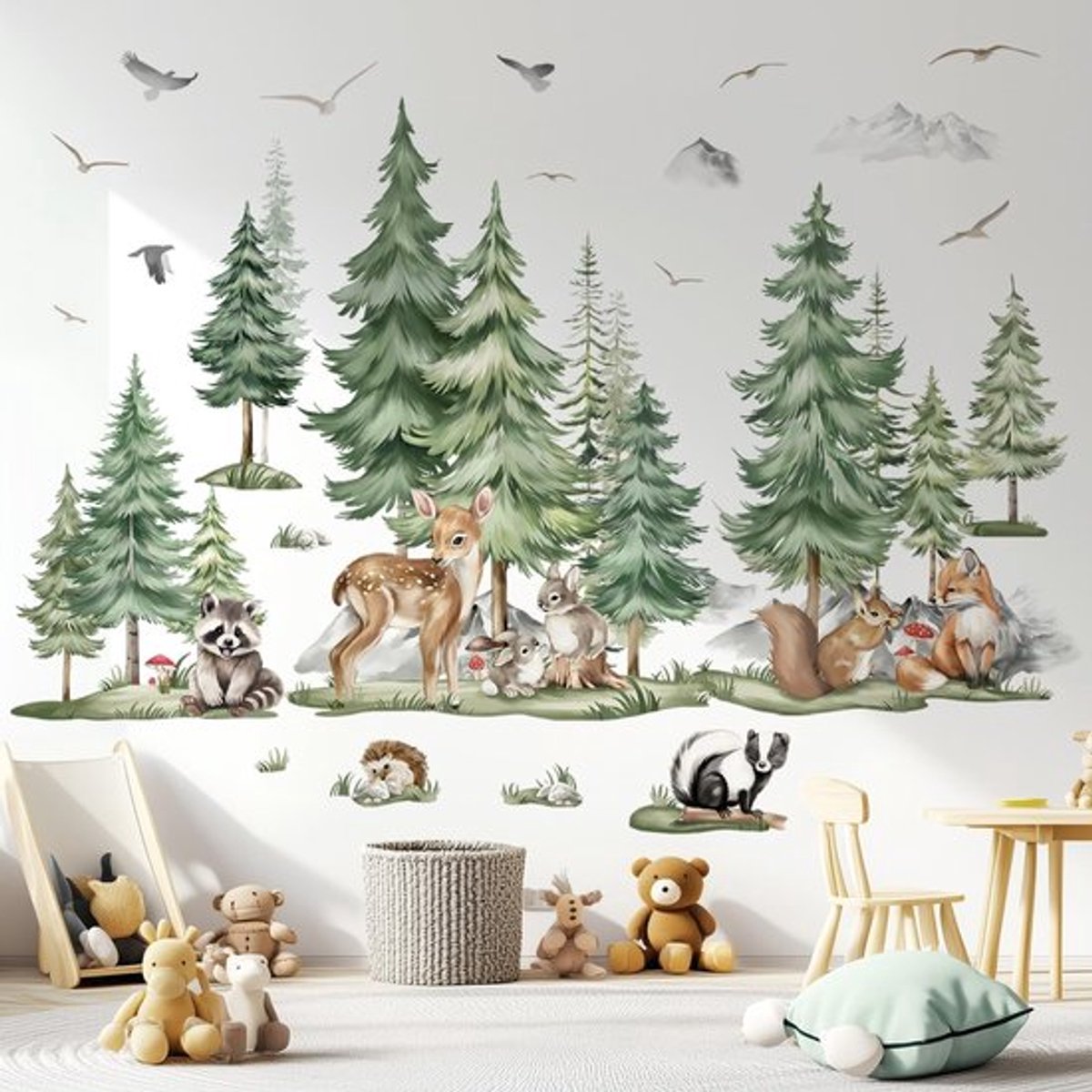 IMstore - Wandstickers - Bomen en Dieren - Speelse decoratie - Multicolor