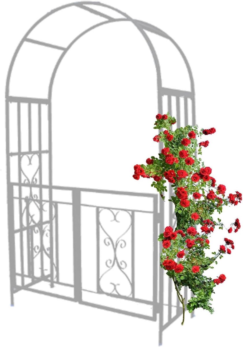 Metalen Tuinboog - Rozenboog Prieel - Bruiloft Decoratie - Met Hartvormige Versiering - 210x114x52cm - Wit