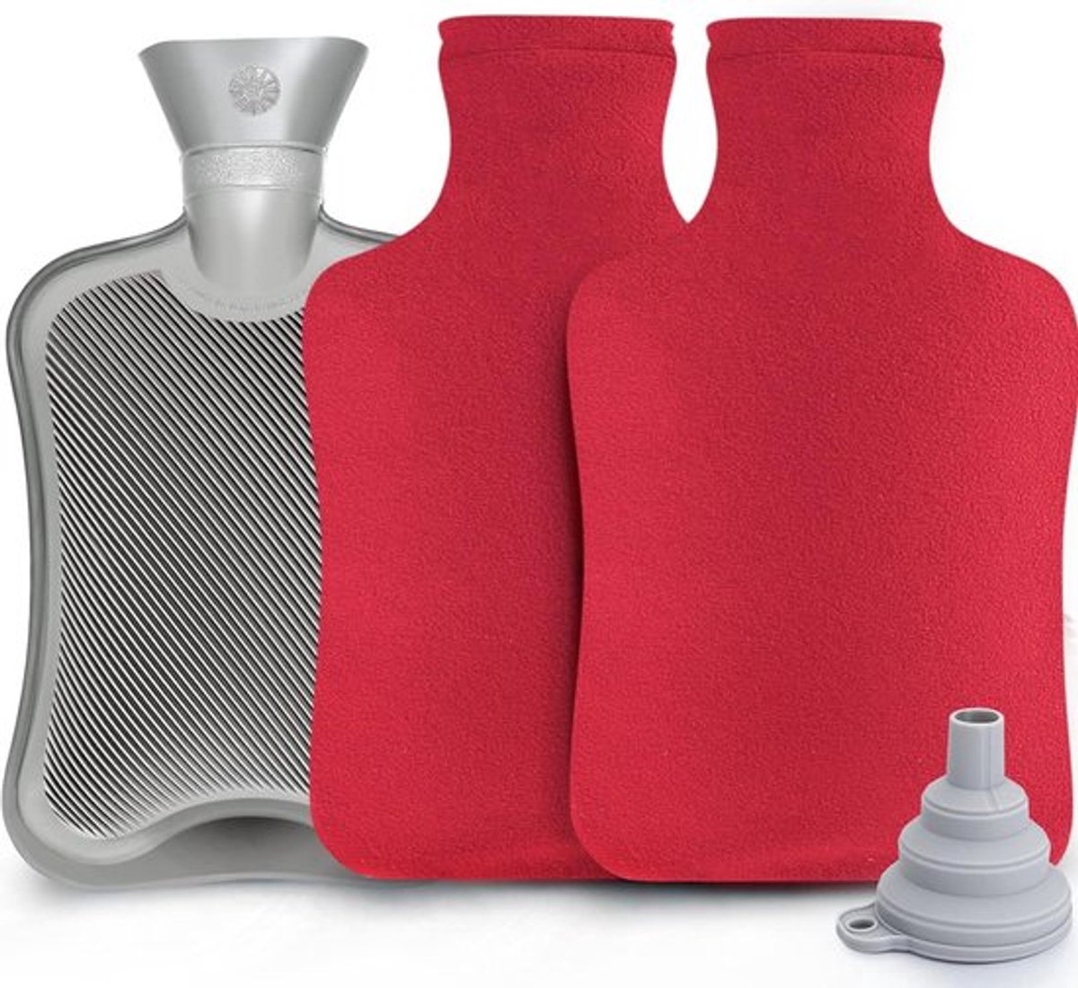 Zachte warmwaterkruik 2 L rood natuurlijk rubber