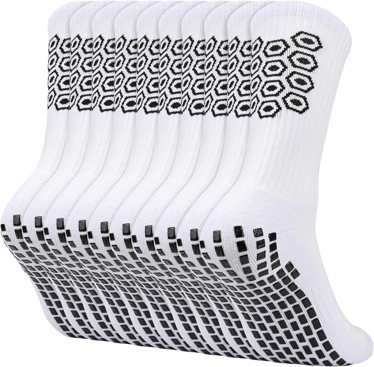 Voetbalsokken Heren - Sportsokken Grip - Sporten en Spelen - Antislip Siliconen - Maat 43-46 - Wit Zwart