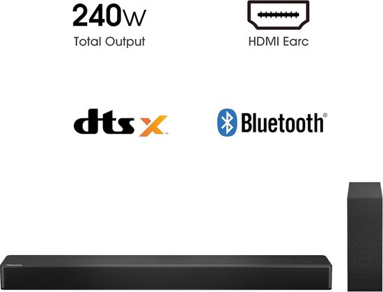 Soundbar met Subwoofer - Home Audio - Film Kijken - DTS Virtual X - 240W Vermogen - Zwart — afbeelding 3