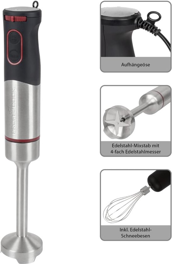 Staafmixer Garde Set - Keuken Mixer - Eten Bereiden - 1000 Watt Motor - Roestvrij Staal - Zilver — afbeelding 4