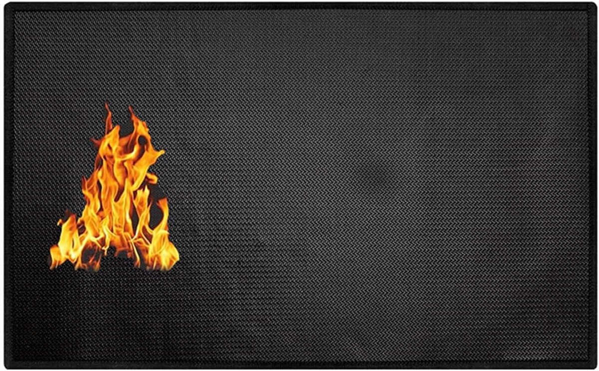 Vloerbescherming buiten - Vuurmat - Bescherming terras - Hittebestendig tot 1000°C - 80 x 122 cm - Zwart