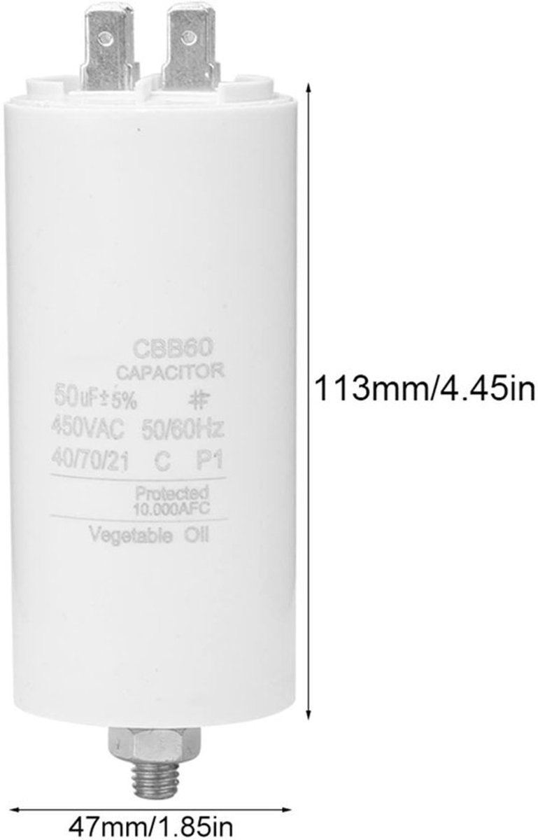Dailygoods - Motor Start Capacitor - 50uF Capaciteit - Betrouwbaar en Eenvoudig te