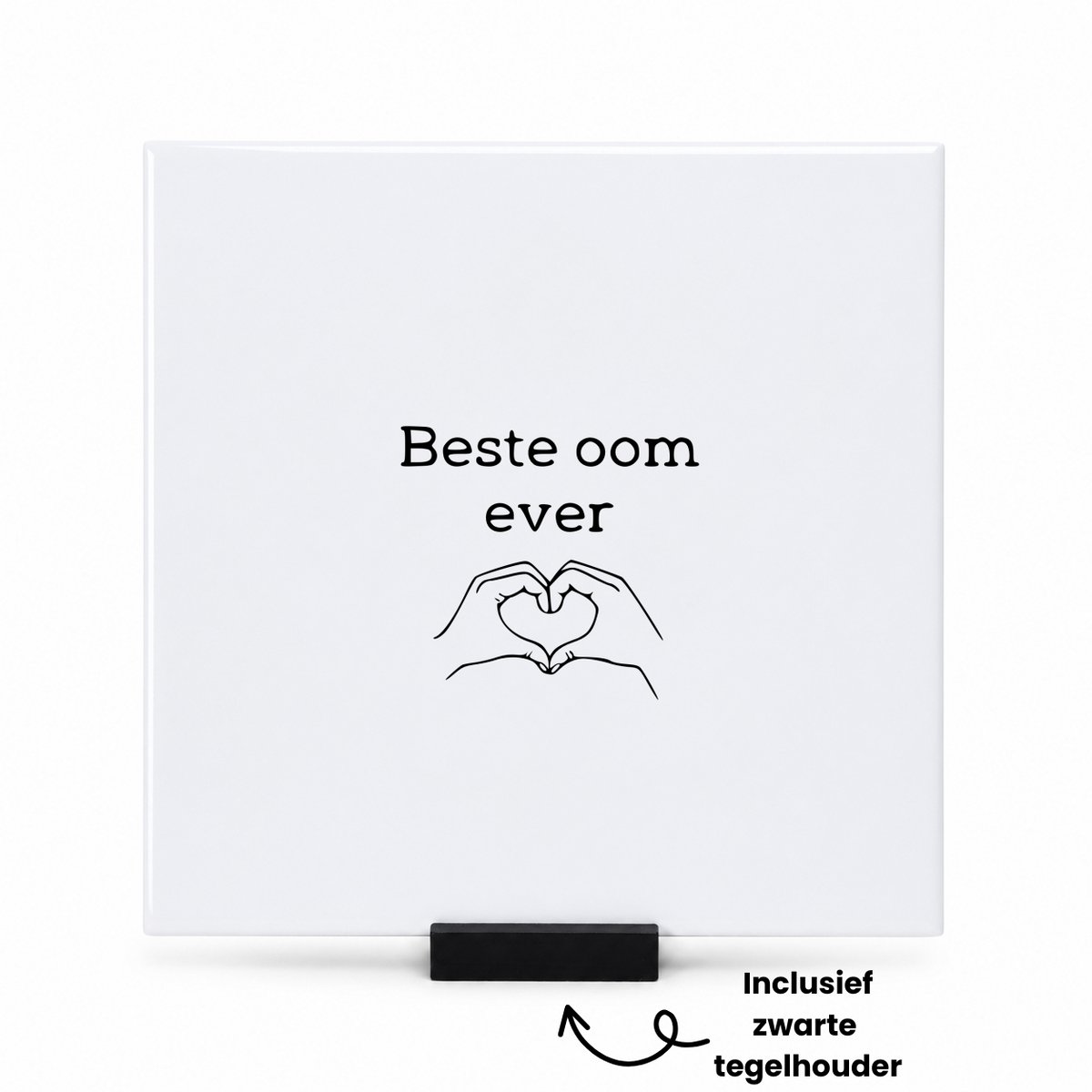 Hacebo Beste oom ever tegeltje met tegelhouder - Oom - Lievelingsoom - tegeltjes met tekst - leuk kado voor je oom om te geven - spreuktegels - 15x15 CM Wit
