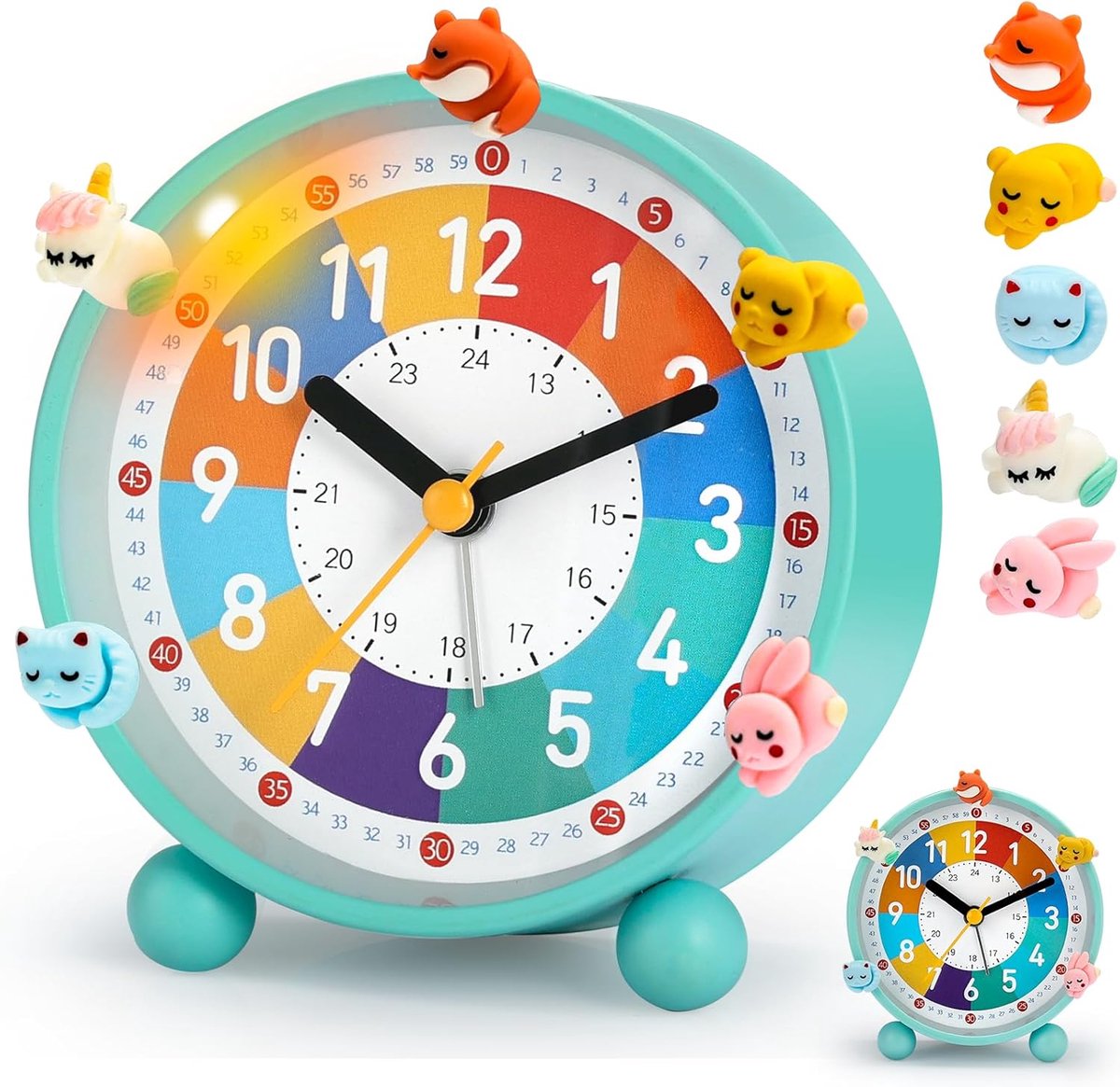 SnelShoppen - Wekker voor Kinderen zonder Tikken, Kinderwekker met Nachtlampje en Sluimerfunctie - 5 Decoraties voor Eerste Schooldag, Perfect voor Le