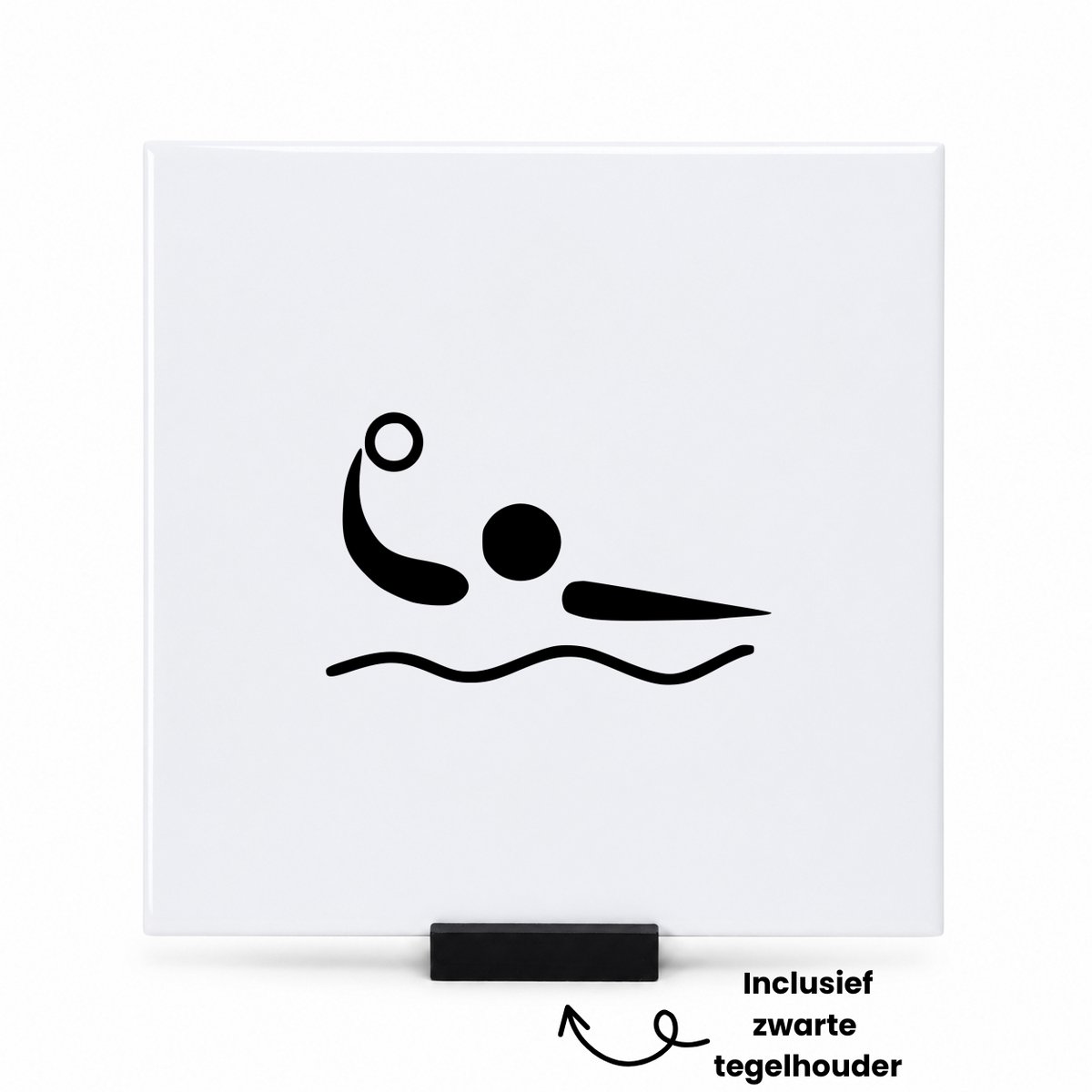 Hacebo Waterpolo tegeltje met tegelhouder - Watersport - Beste speler - tegeltjes met tekst - Waterpolo accessoires - Cadeau - Watersport - Sport - spreuktegels - 15x15 CM Wit