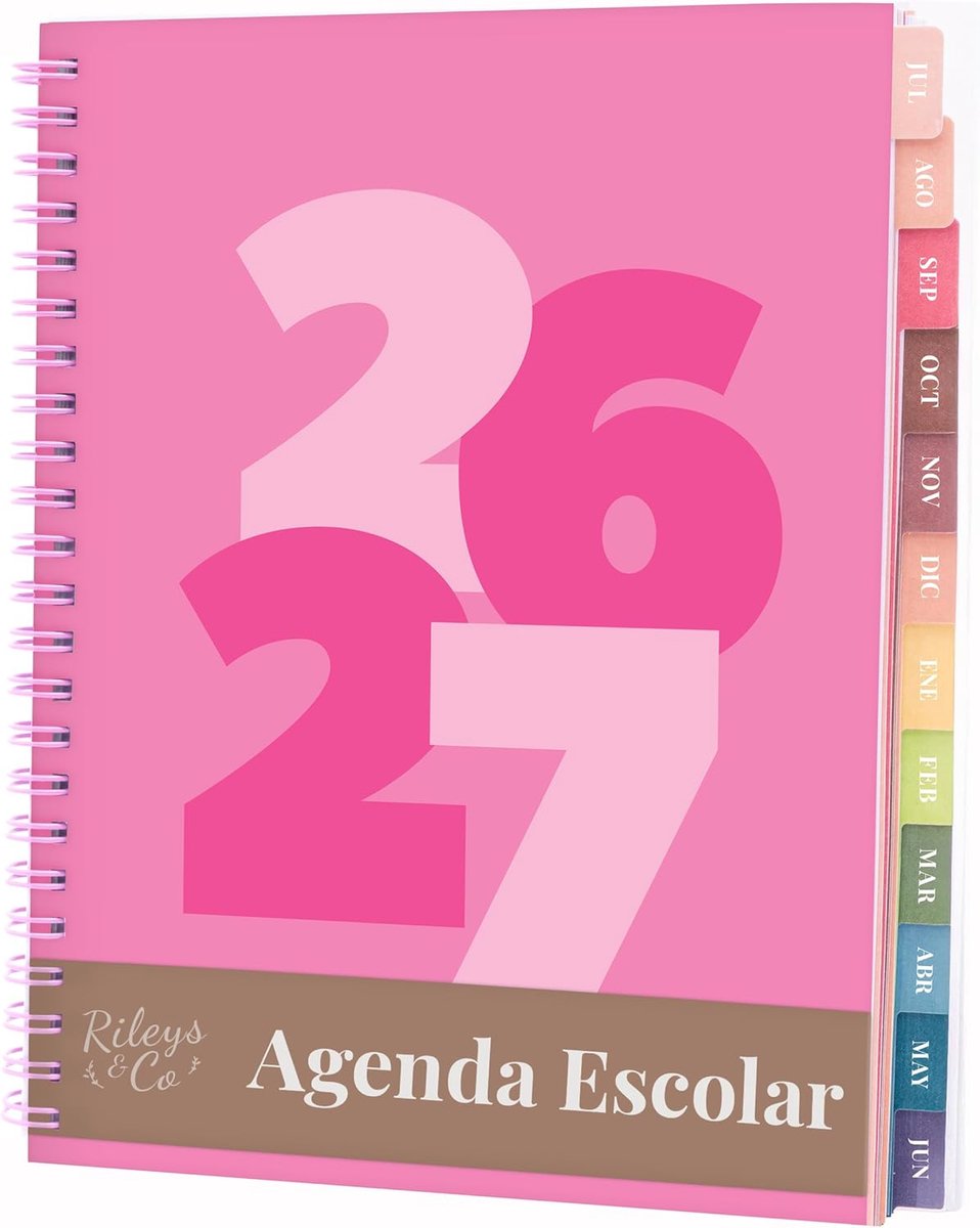 SnelShoppen - Rileys Academische Planner 2026-2027, Dagelijkse & Wekelijkse Planner, Juli 2026 - Juni 2027, Student Notitiepagina's, Dubbele Draadbind