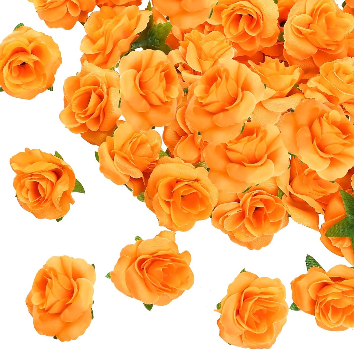 50 Stuks Kleine Oranje Kunst Rozenhoofden 4cm Decoratie Voor Bruiloft Feest Huis