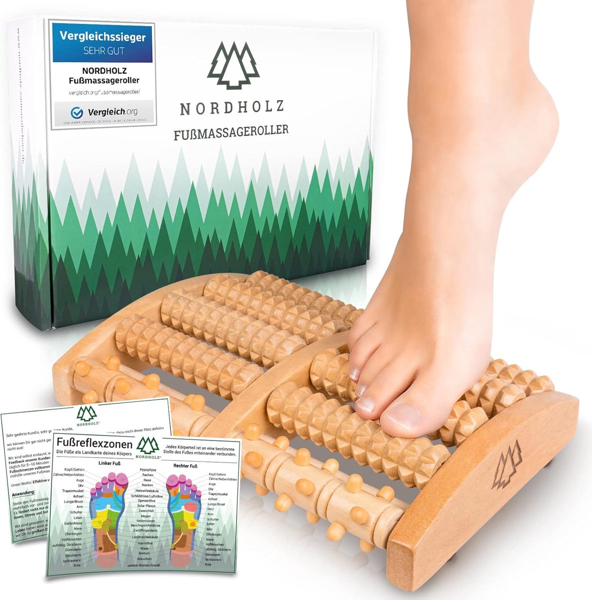 SnelShoppen - Voetroller voor Stressverlichting en Ontspanning, Houten Voetmassage Roller met Trigger Point Therapie voor Thuis en Op Kantoor, Stimule