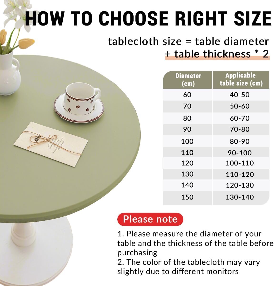SnelShoppen - Ronde Tuin Tafelkleed 70 cm - Waterdichte PU Leren Tafelkleed - Vuilafstotend en Wasbaar - Elastische Rand - Perfect voor Buiten, Feeste