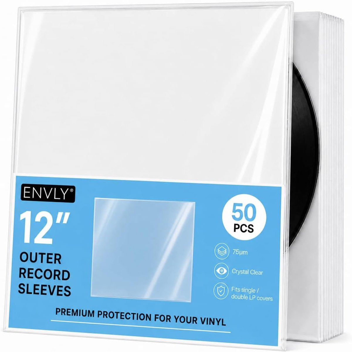 SnelShoppen - Record Covers Buitenhoezen 50 Stuks | 12 Inch LP Beschermhoezen | 75µm Transparante Vinyl Hoezen voor Enkele en Dubbele LP's