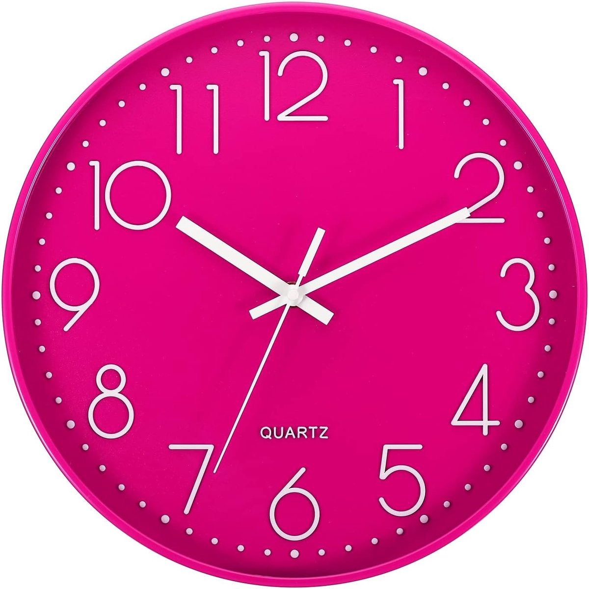 SnelShoppen - 12 Inch Wandklok Roze, Stille Batterij Aangedreven Runde Wandklokken voor Kantoor en Slaapkamer Decoratie, Hoge Nauwkeurigheid