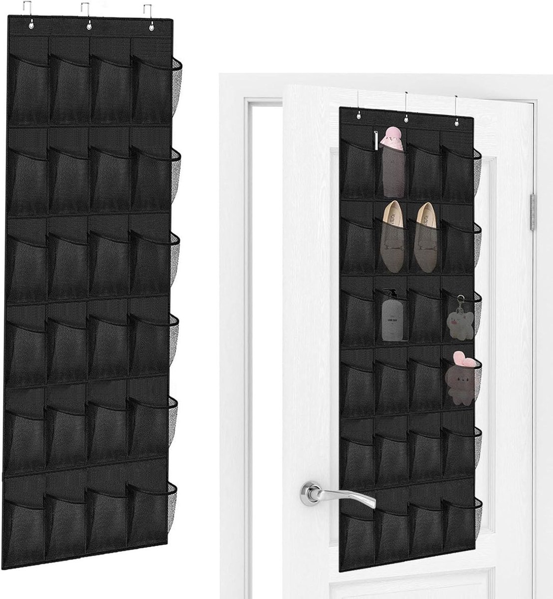 SnelShoppen - Hangende Schoenen Organizer met 24 Compartimenten, Multifunctionele Deur Organizer met 3 Robuuste Haken voor Schoenen, Ruimtebesparende