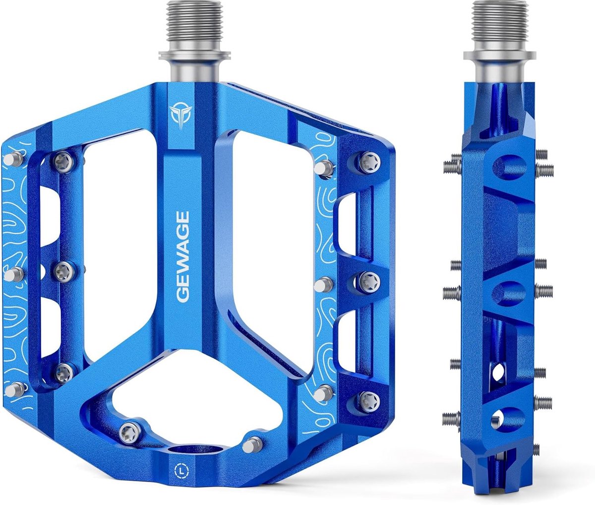 SnelShoppen - MTB Pedalen, Fiets Pedalen, Flat Pedalen voor Mountainbike en Gravelbike, Antislip en Duurzaam, Aluminium Legering, CNC gefreesd, 9/16 I