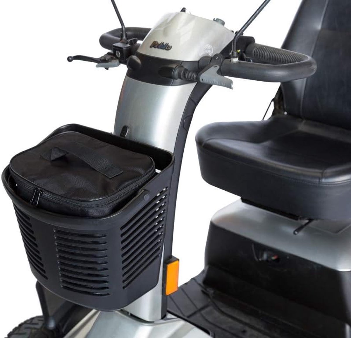 SnelShoppen - Basket Bag Deluxe voor Mobiliteit Scooters en Rolstoelen - Universele Multi-Use Tas met Rits - Zwart - 25x17x23 cm - Veilig en Handig vo