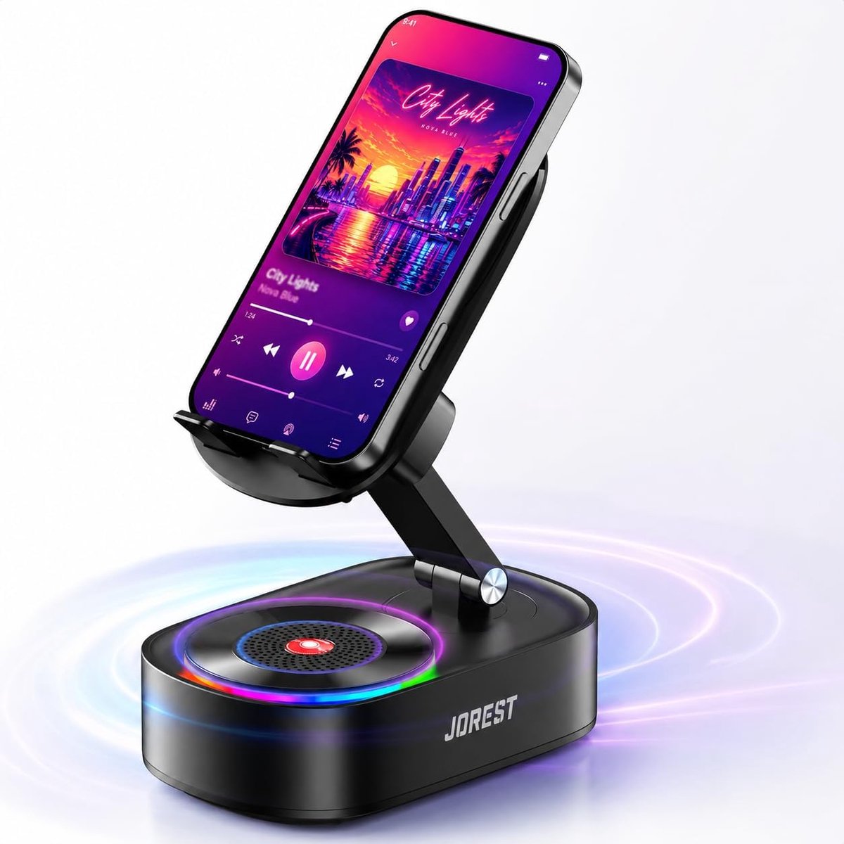 SnelShoppen - Draadloze Bluetooth Speakers met Inductie, Telefoonhouder, Compatibel met iPhone/Android/iPad - Ideaal voor Thuis, Kantoor, Douche, Buit
